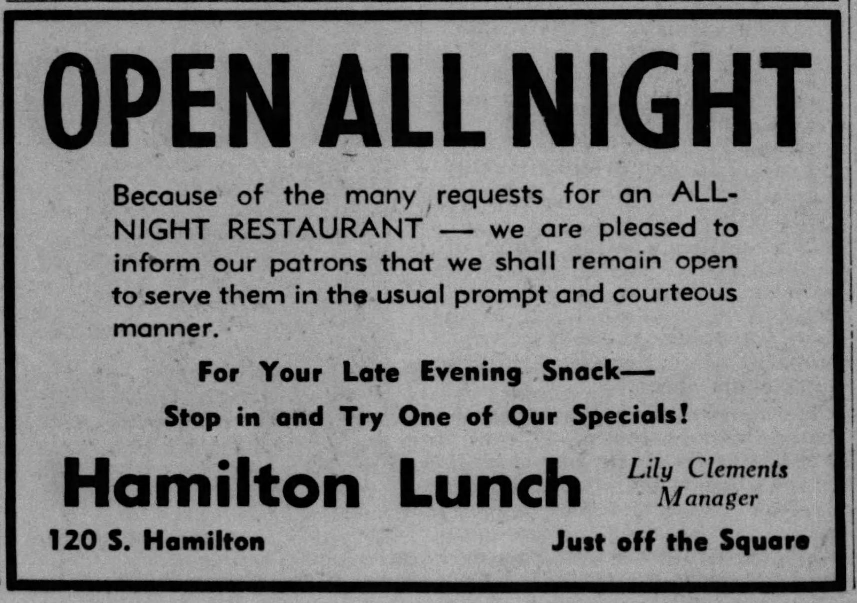 Hamilton Lunch